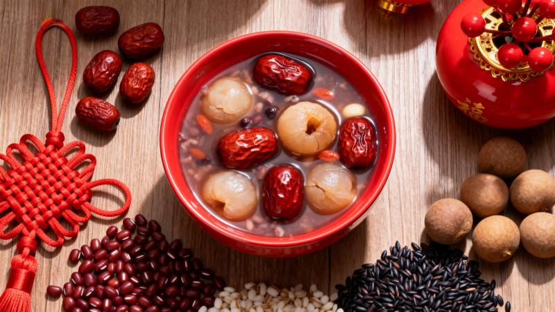 八宝粥食材摆盘图片