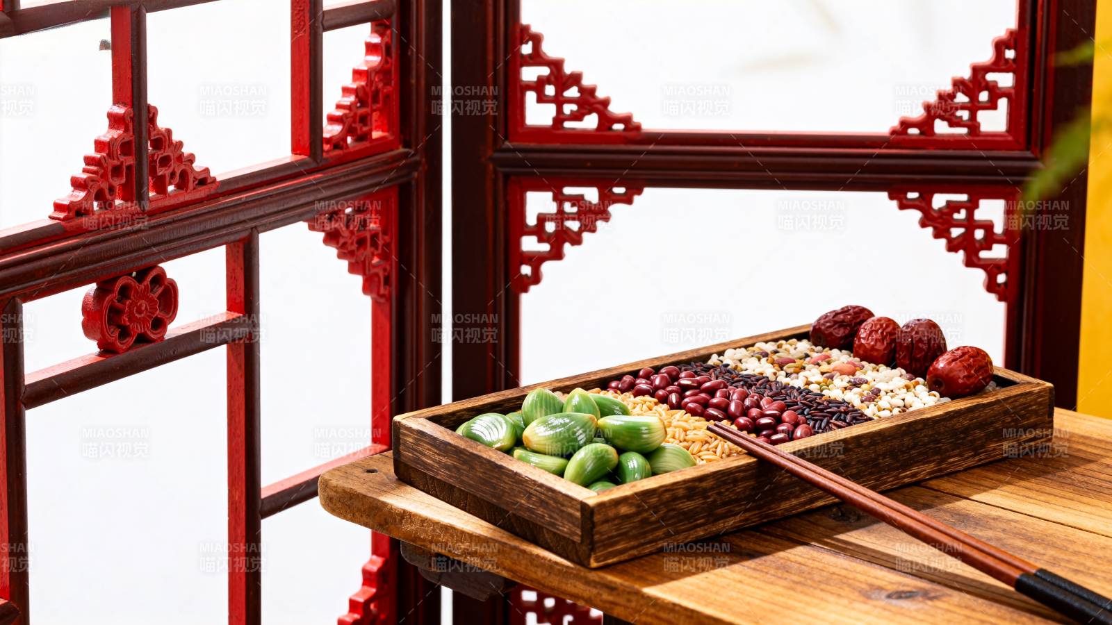 中式果盘静物图片