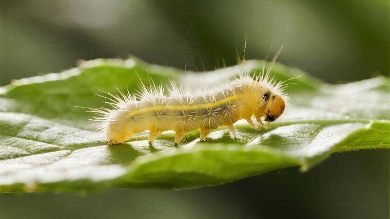 毛毛虫啃叶图片