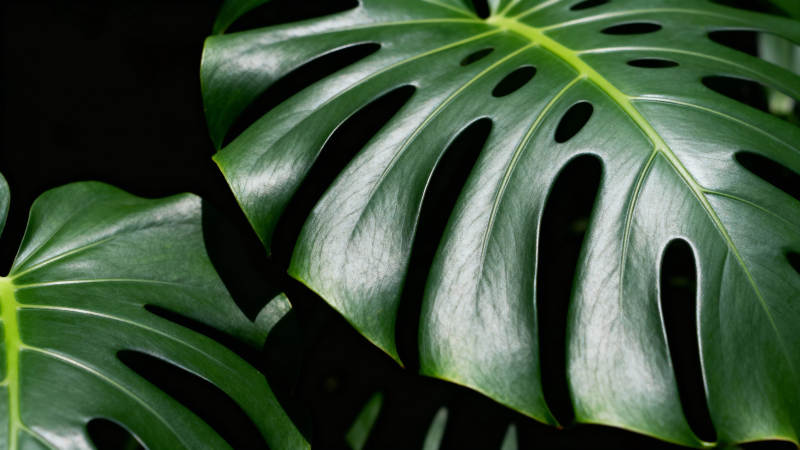 龟背竹绿叶特写图片