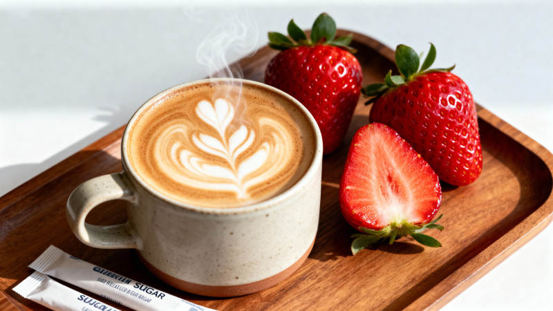 咖啡与草莓的邂逅图片