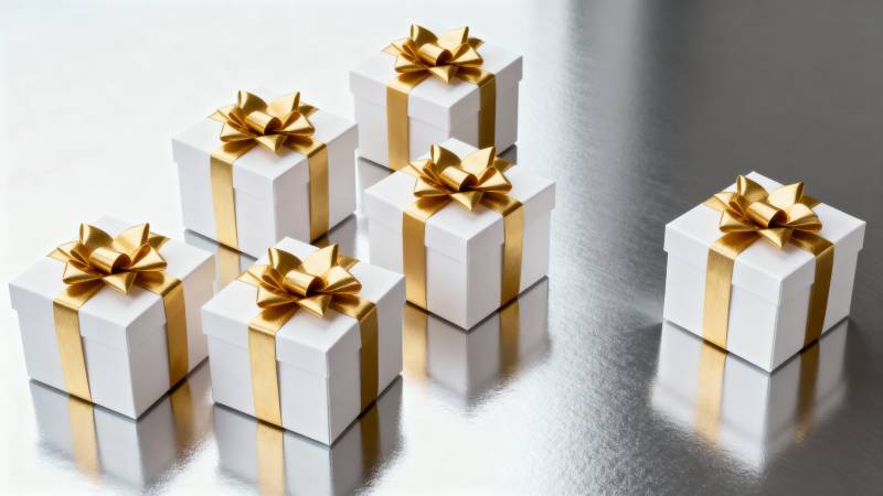 金色丝带礼盒图片