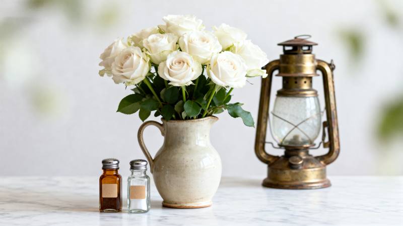 花瓶与油灯静物图片