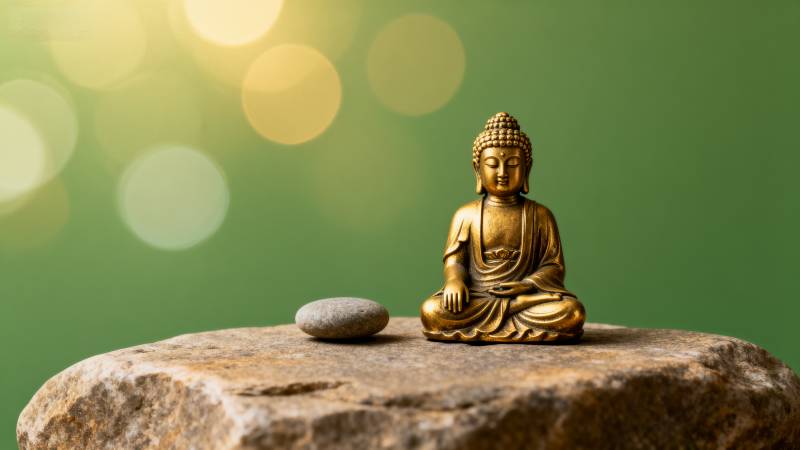 佛像静坐石上图片