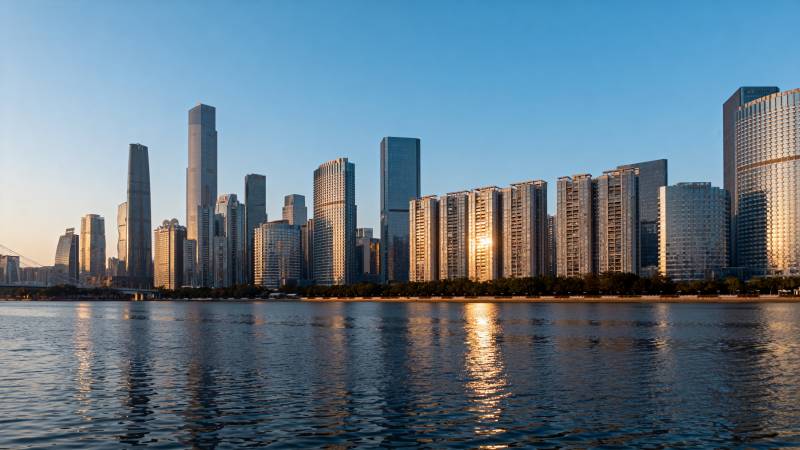 城市天际线倒影图片