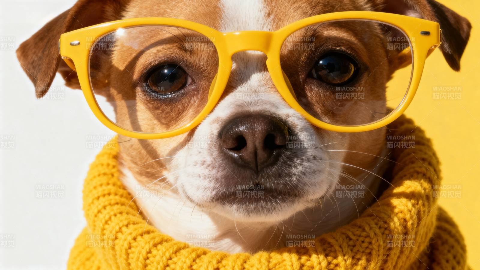 戴眼镜的萌犬图片