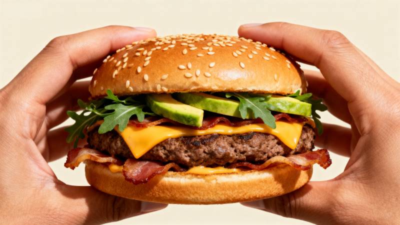 美味汉堡特写图片