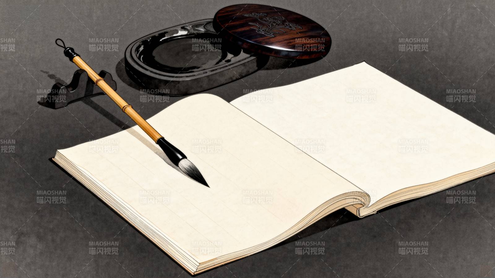 笔墨纸砚静物图图片