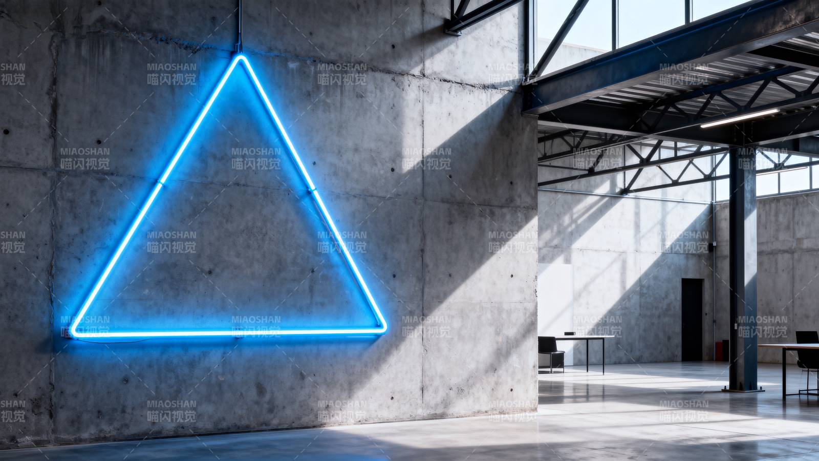 霓虹蓝三角墙图片
