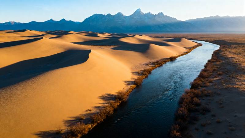沙漠中的河流图片