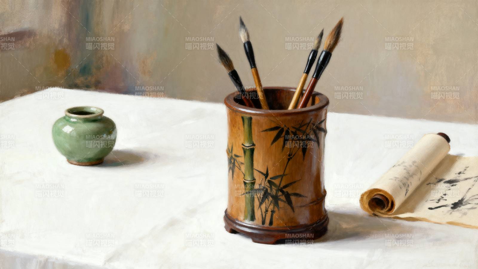 文房四宝静物图图片