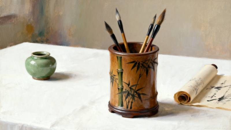 文房四宝静物图图片