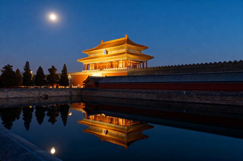 月照故宫夜景图片
