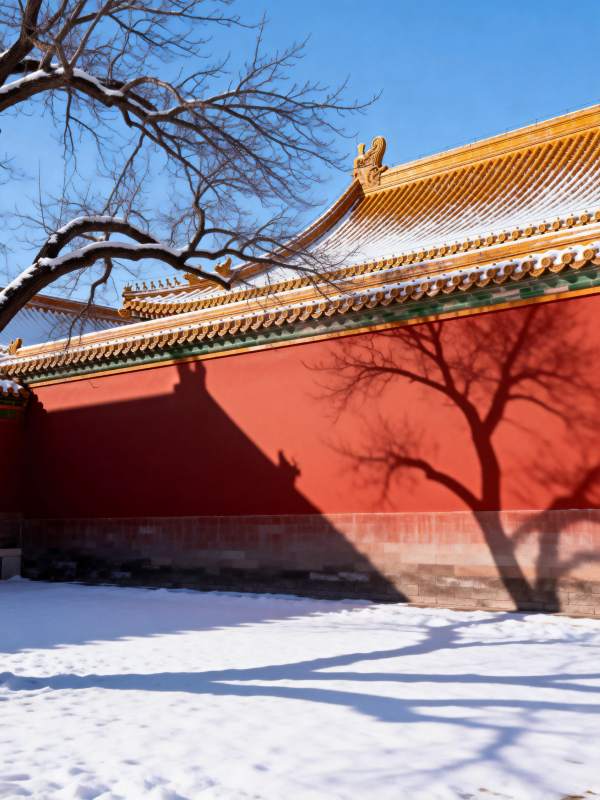 雪映红墙金瓦图片