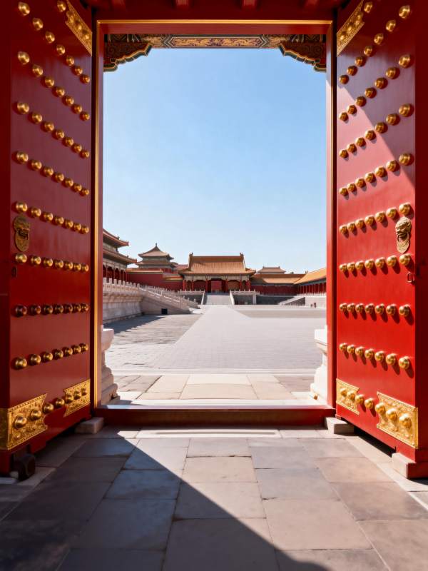 故宫红门映殿宇图片