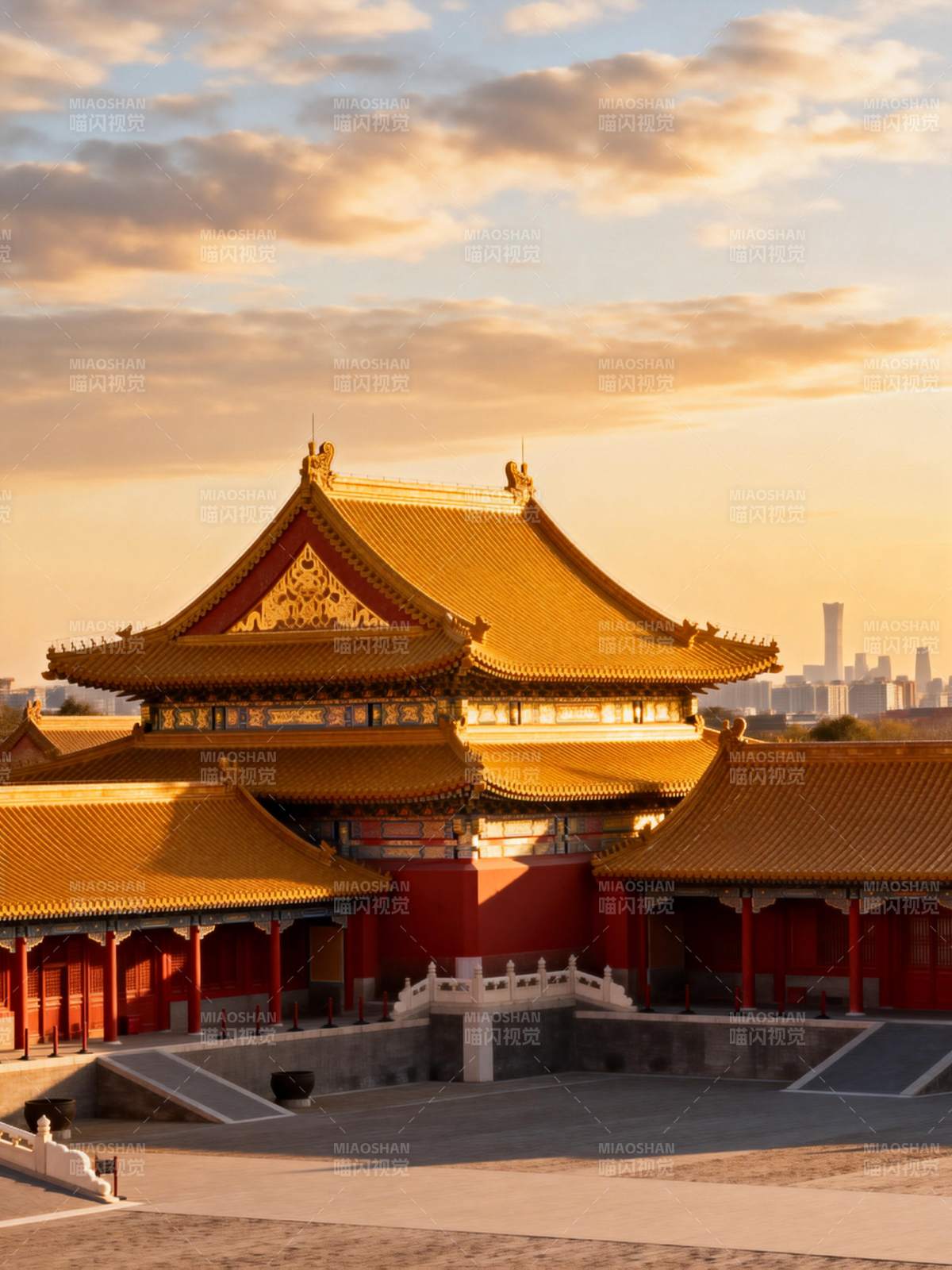 故宫金顶映夕阳图片