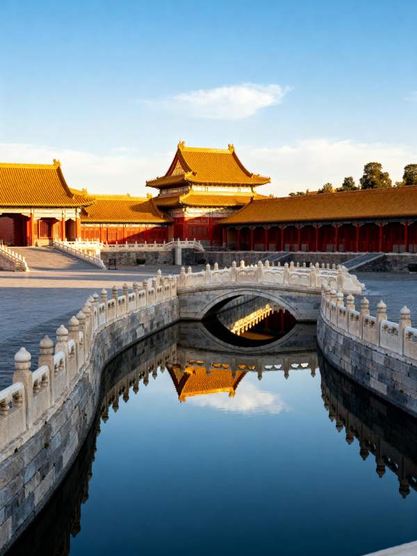 故宫金顶映碧水图片