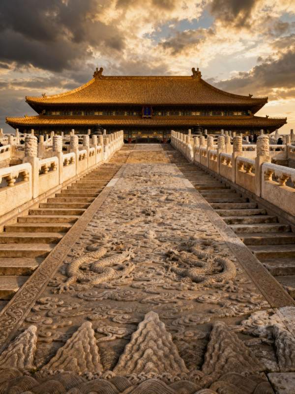 故宫龙纹石阶图片