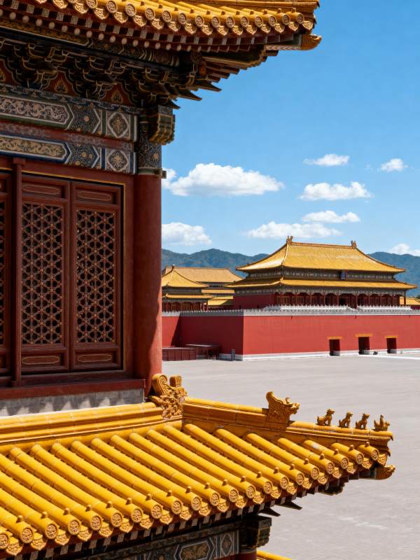 故宫金顶映蓝天图片