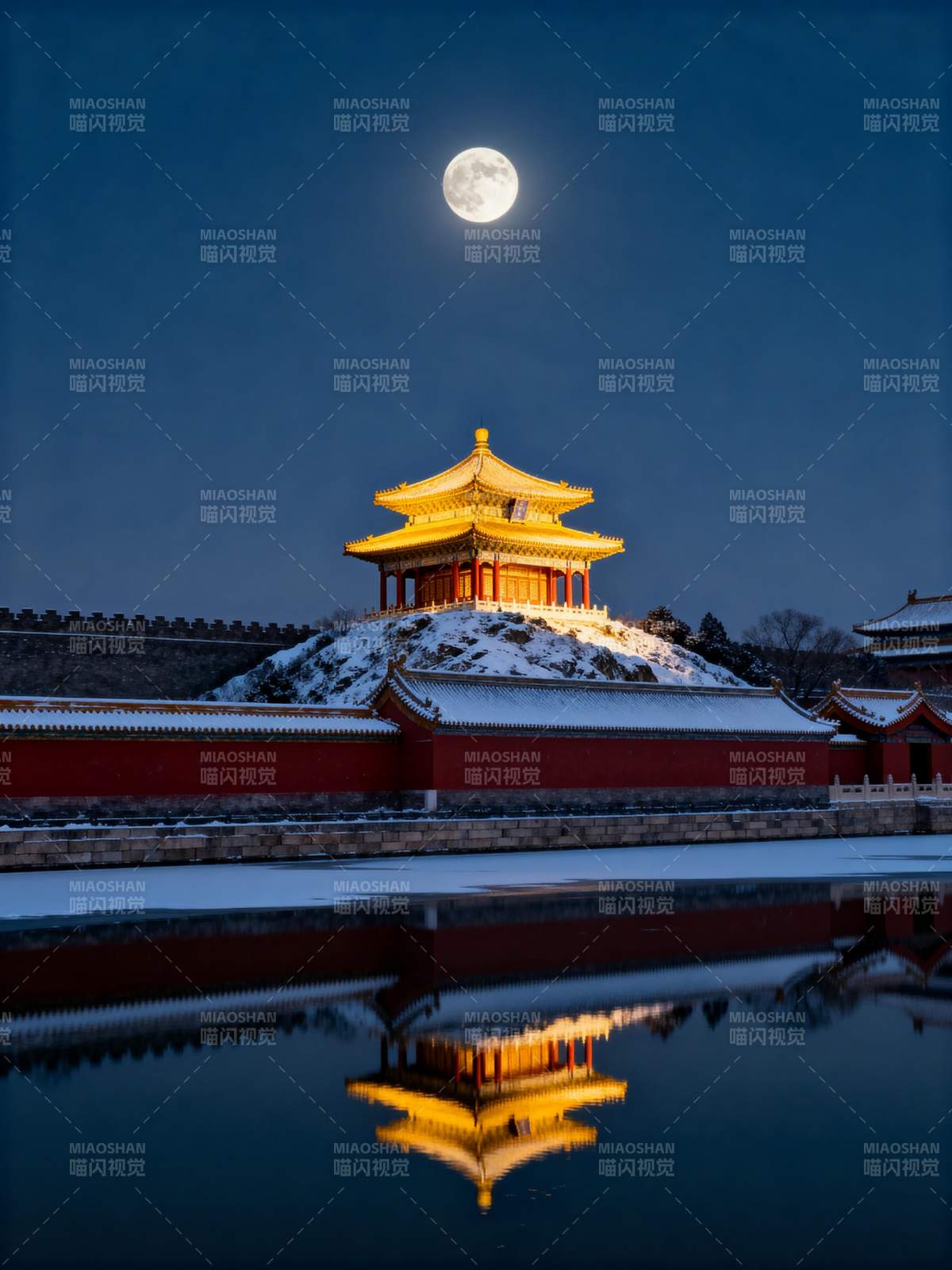 月下宫阙映水寒图片