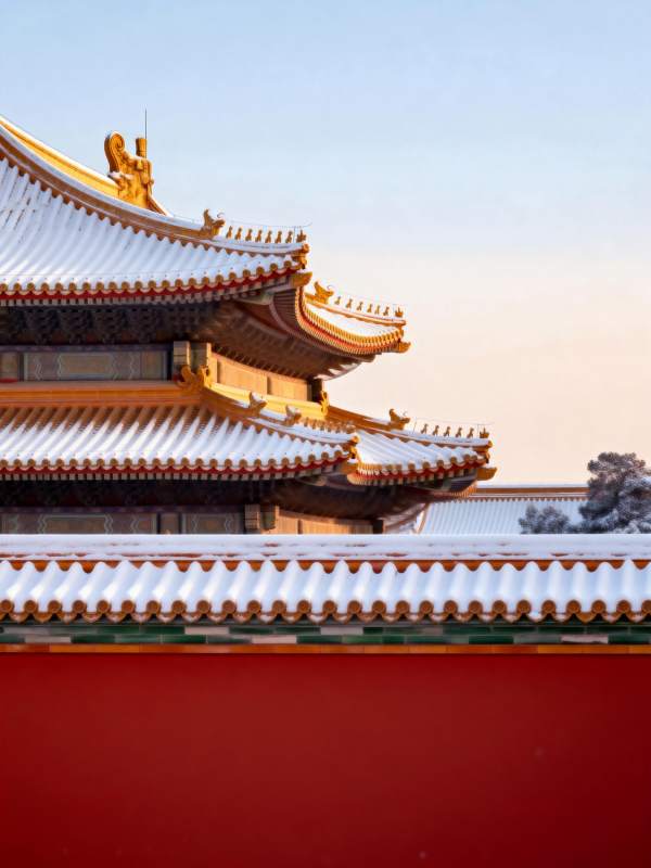 雪覆宫檐映红墙图片