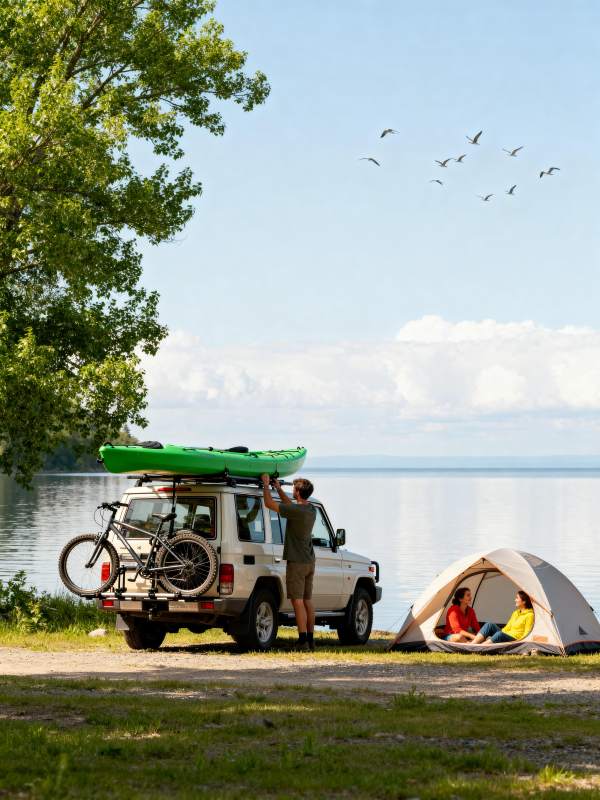 湖畔露营 欢乐时光图片