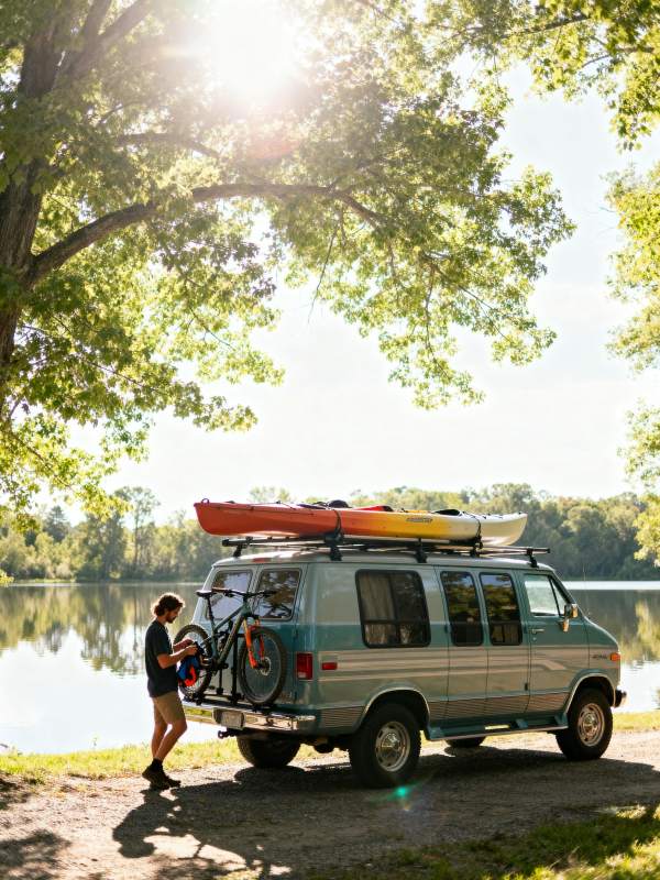 湖畔露营 车顶载具图片