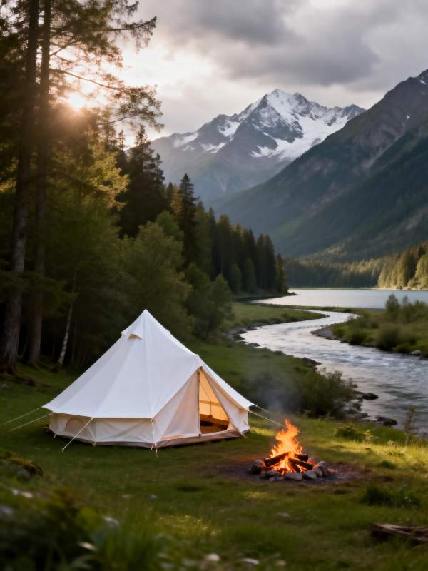 山野露营 篝火相伴图片