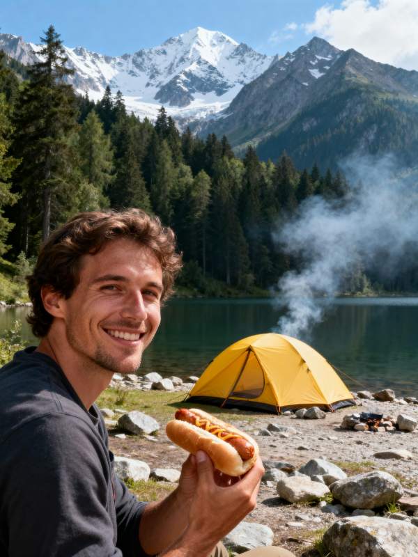 山湖野餐 笑享热狗图片