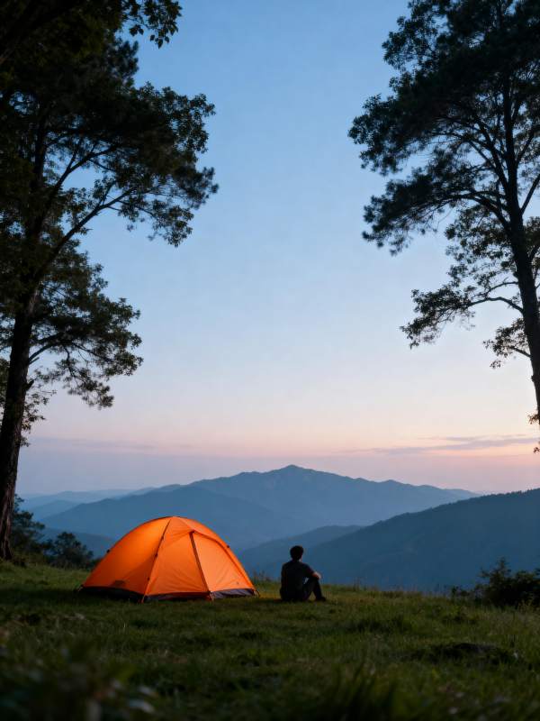山野露营夜景图片
