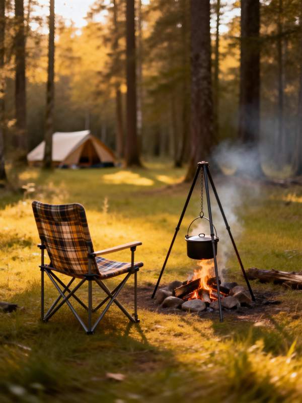 林间篝火野营图片