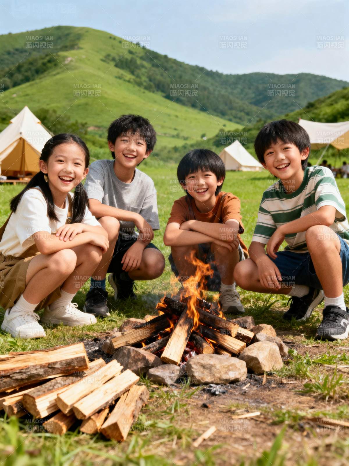 篝火欢笑童年图片