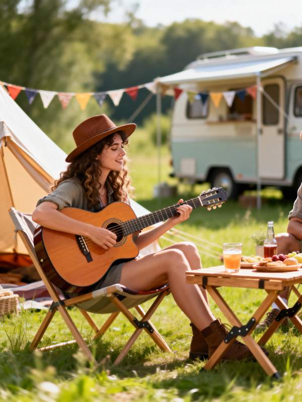 露营弹吉他图片