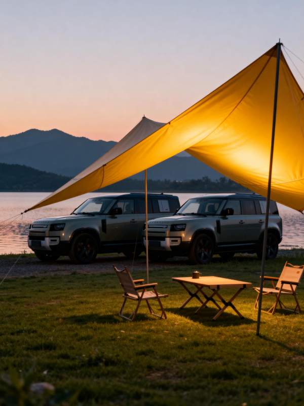 湖畔露营 夕阳相伴图片