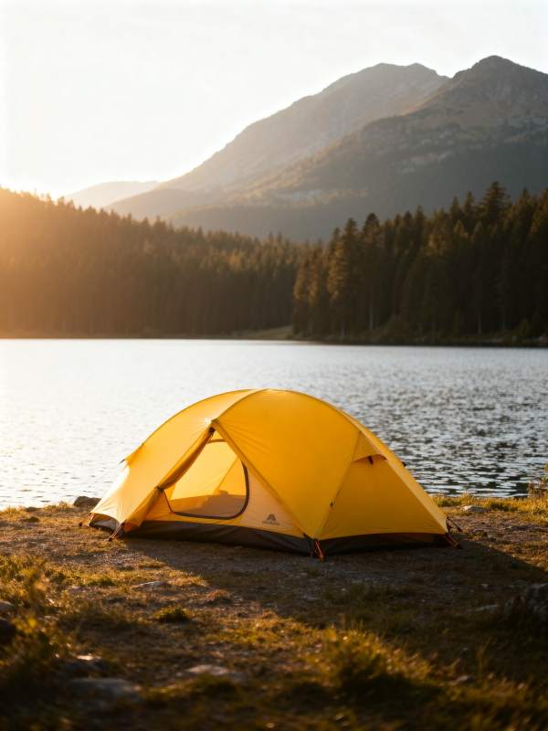 湖畔黄帐山影图片