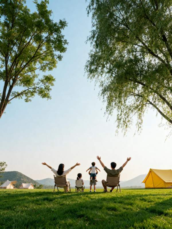一家四口露营时光图片
