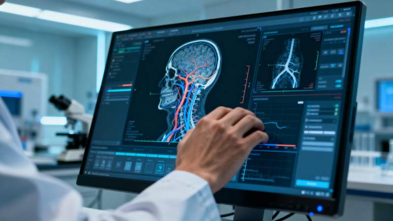 医生分析脑部影像图片