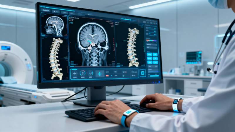 医生分析脑部扫描图片