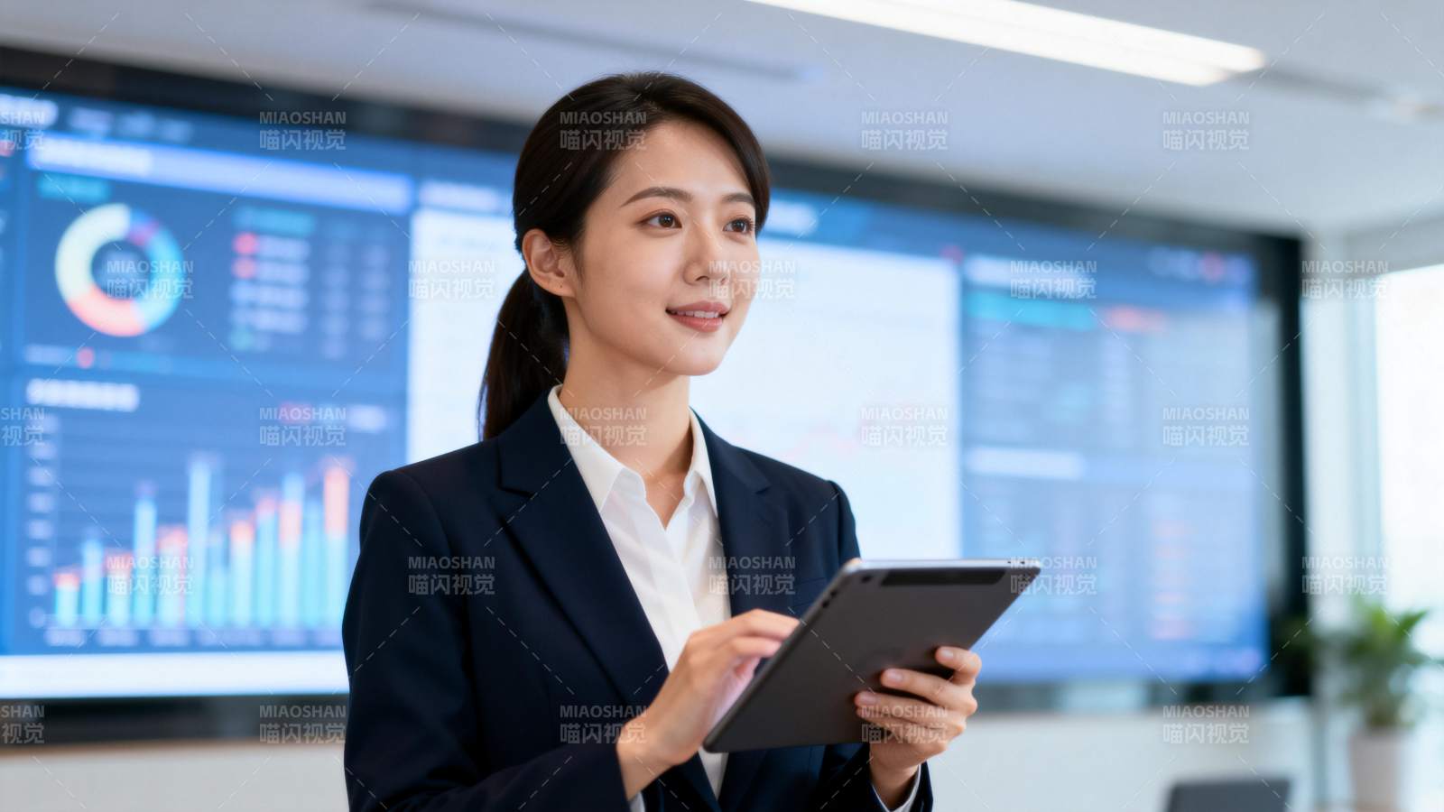 职场女性手持平板图片