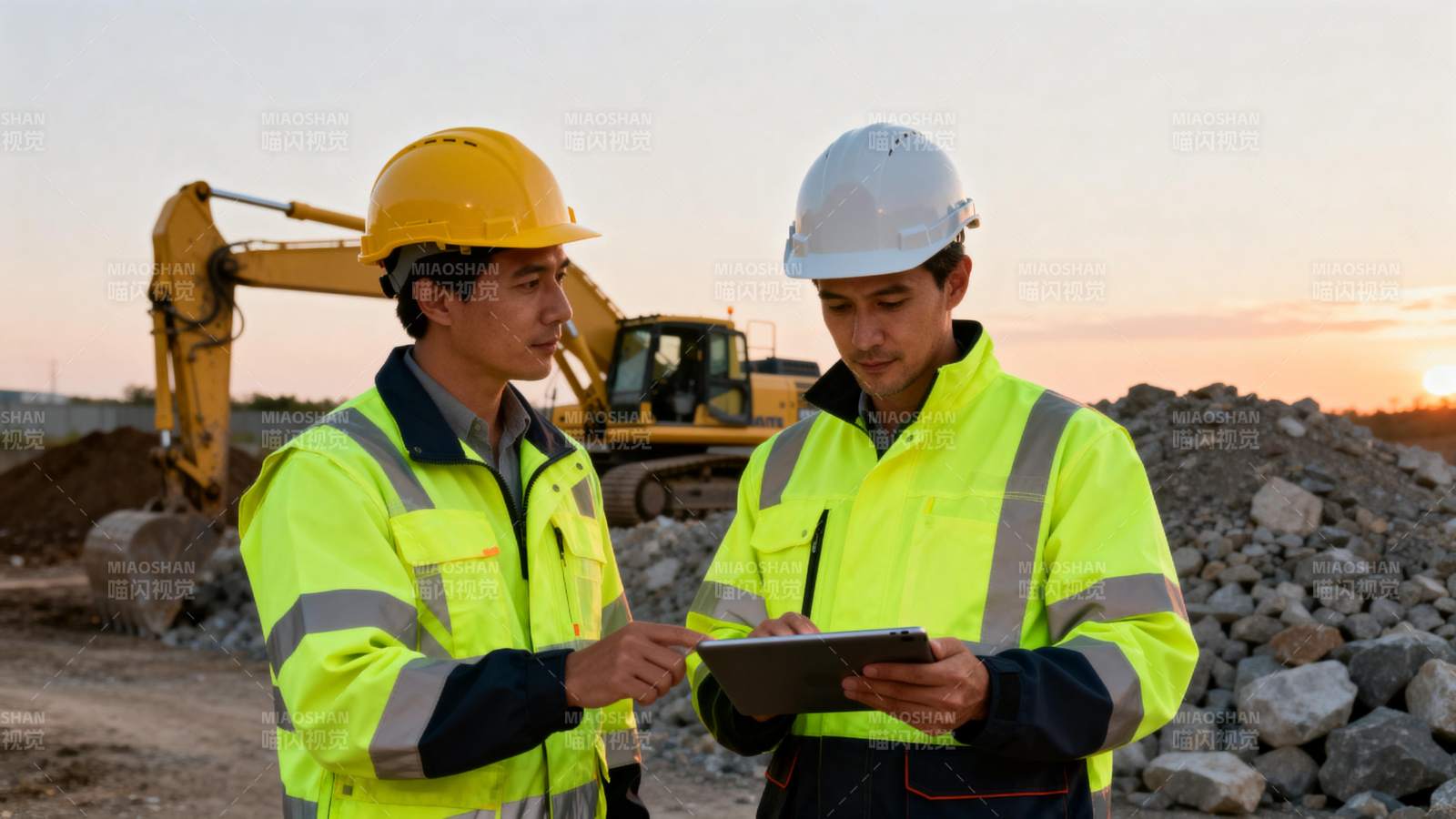 工地上的工程师讨论图片