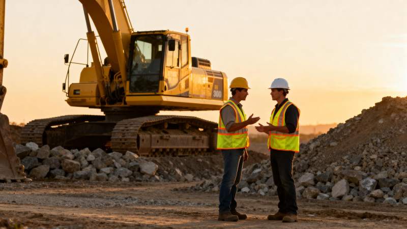 工地上的交流时刻图片