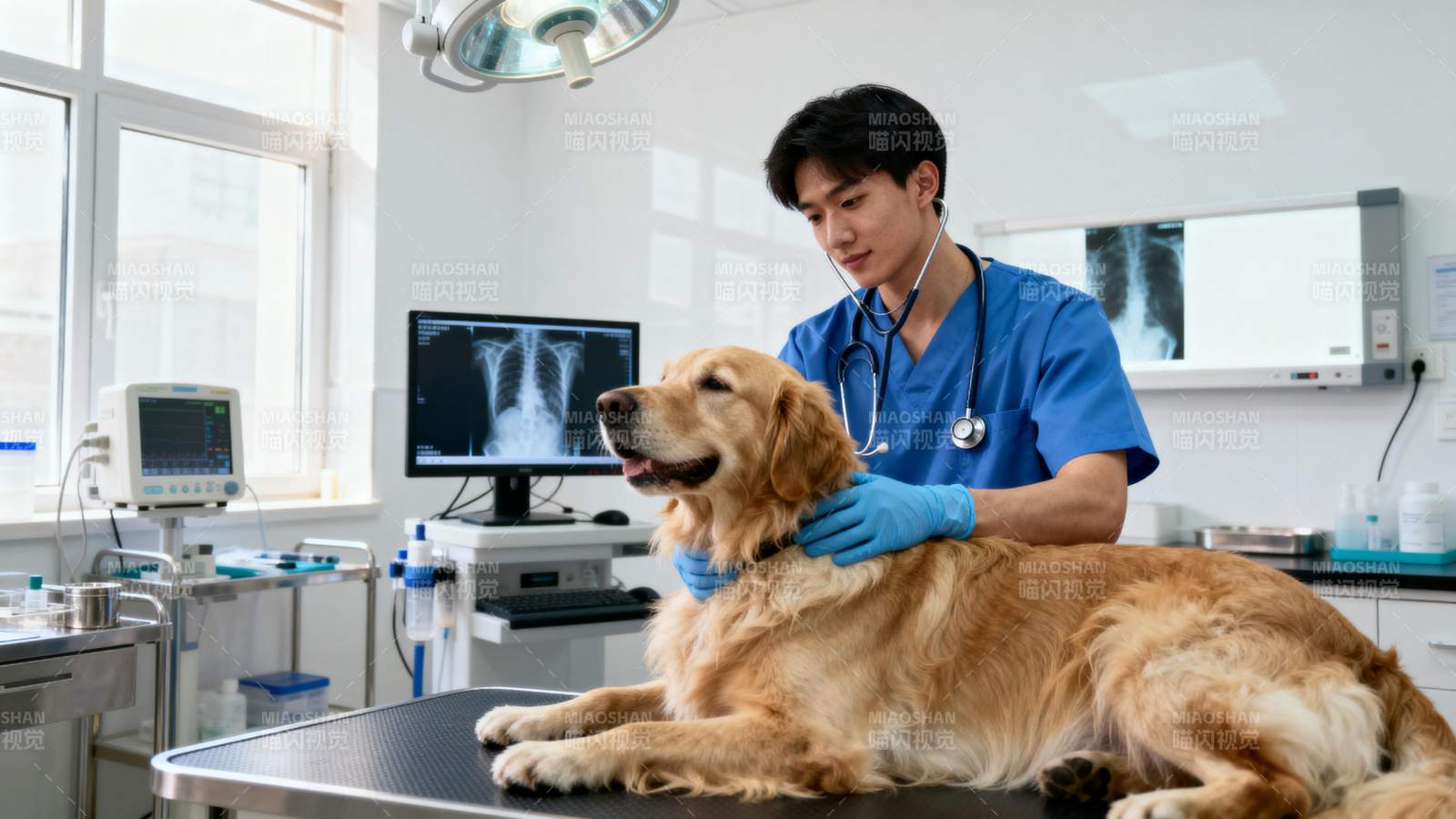 宠物医生检查金毛图片