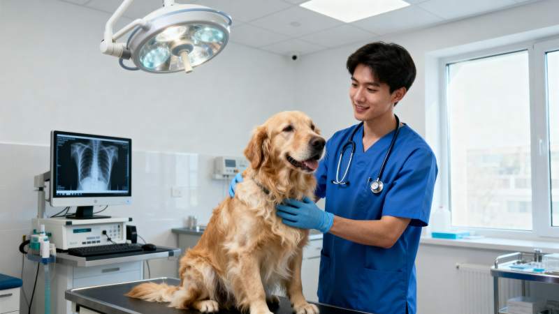 宠物医生检查金毛图片