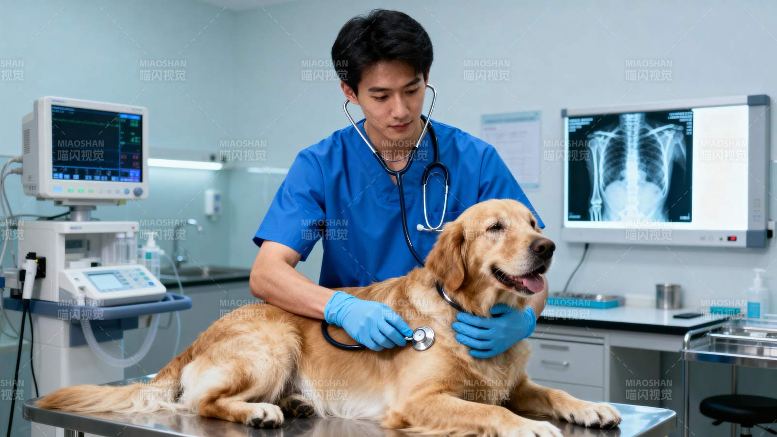 宠物医生检查金毛图片
