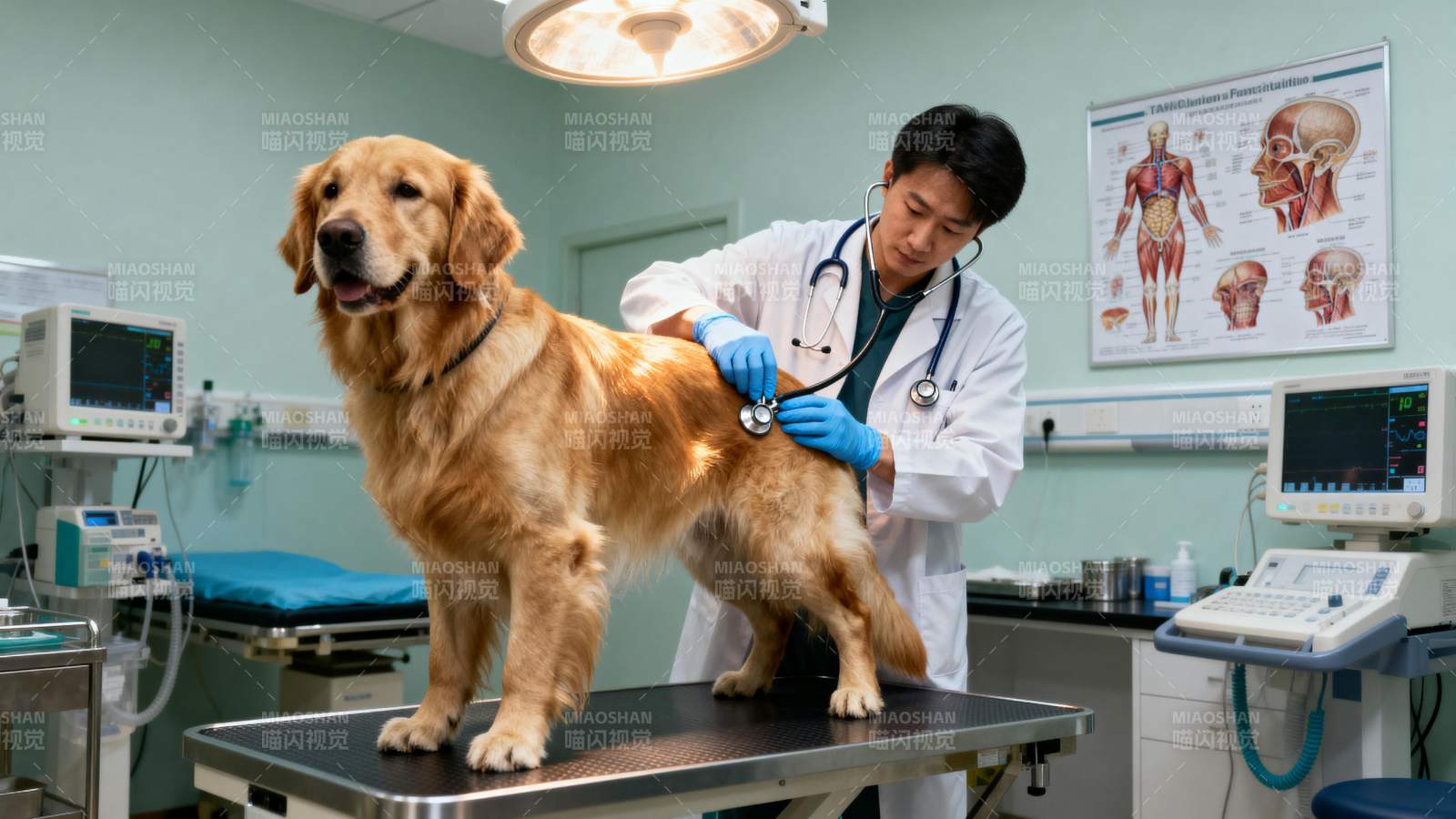宠物医生检查金毛图片
