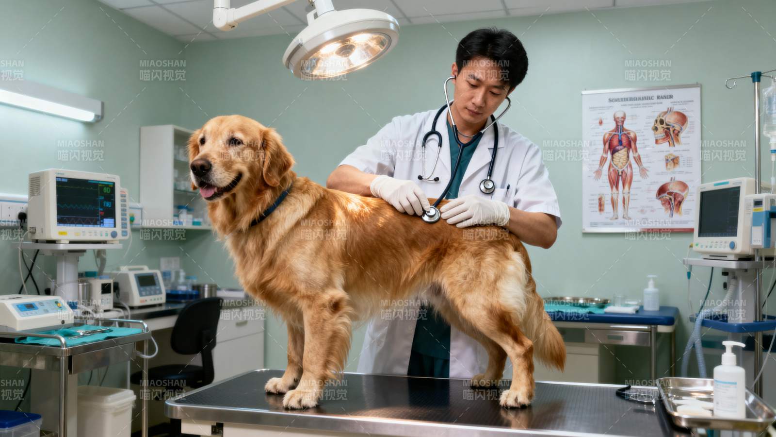 宠物医生检查金毛图片