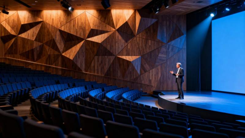 演讲者在现代礼堂演讲图片