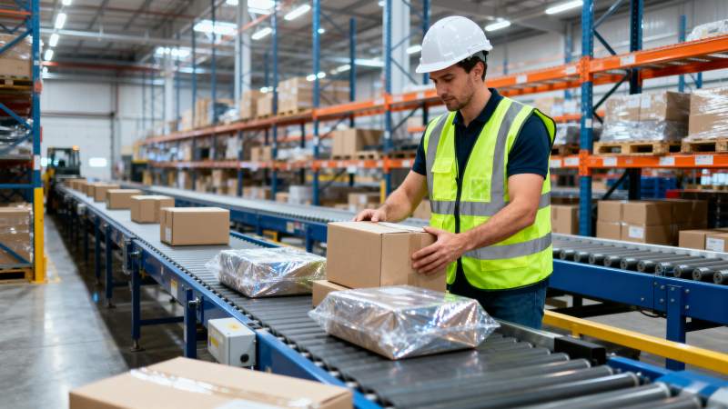 仓库工人分拣包裹图片