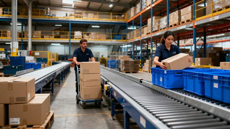 仓库工人忙碌作业图片