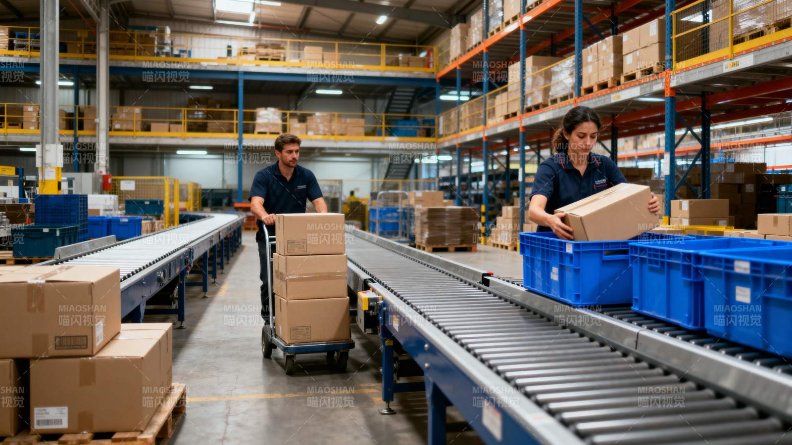 仓库工人忙碌作业图片